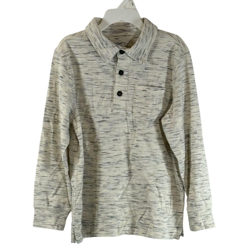Cat & Jack Boys Long Sleeve Polo Shirt, Off-White, Sz XS (4/5), NWT